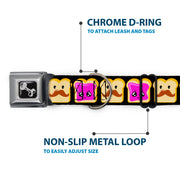 Dog Bone Seatbelt Buckle Collar - Peanut Butter w/Mustache & Jelly