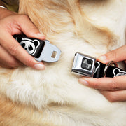 Dog Bone Seatbelt Buckle Collar - Panda Bear Cartoon2 Black/White