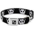 Load image into Gallery viewer, Dog Bone Seatbelt Buckle Collar - Panda Bear Cartoon2 Black/White
