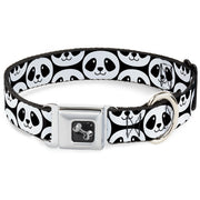 Dog Bone Seatbelt Buckle Collar - Smiling Panda Repeat Black/White