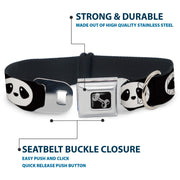 Dog Bone Seatbelt Buckle Collar - Panda Face Black/White