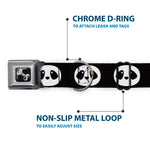 Dog Bone Seatbelt Buckle Collar - Panda Face Black/White
