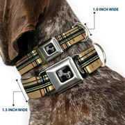 Dog Bone Seatbelt Buckle Collar - Plaid Tan