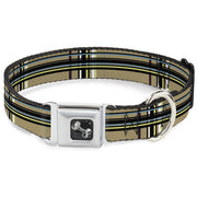Dog Bone Seatbelt Buckle Collar - Plaid Tan