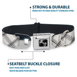 Dog Bone Seatbelt Buckle Collar - Plaid X Weathered White/Gray