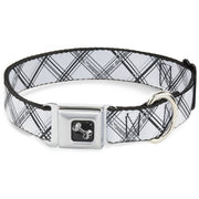 Dog Bone Seatbelt Buckle Collar - Plaid X Weathered White/Gray