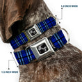 Load image into Gallery viewer, Dog Bone Seatbelt Buckle Collar - Plaid Blue/Gray/Black
