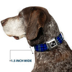 Dog Bone Seatbelt Buckle Collar - Plaid Blue/Gray/Black