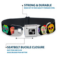 Load image into Gallery viewer, Dog Bone Black/Silver Seatbelt Buckle Collar - Painted Sugar Skulls Black/Multi Color
