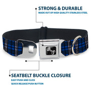 Dog Bone Seatbelt Buckle Collar - Plaid Navy