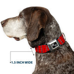 Dog Bone Seatbelt Buckle Collar - Plaid Red