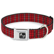 Dog Bone Seatbelt Buckle Collar - Plaid Red