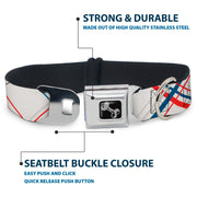 Dog Bone Seatbelt Buckle Collar - Plaid X White/Red/Turquoise/Gray