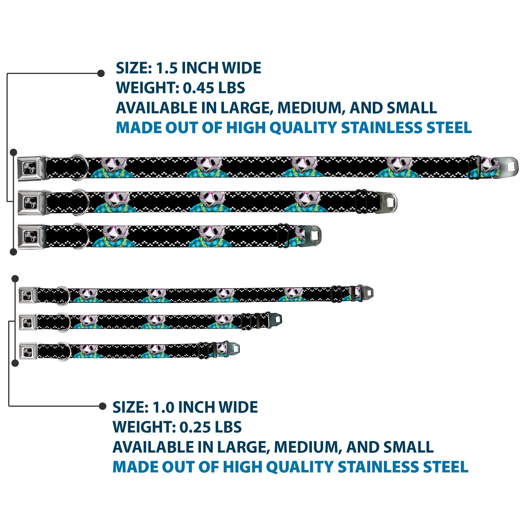 Dog Bone Seatbelt Buckle Collar - Panda Bling