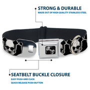 Dog Bone Seatbelt Buckle Collar - Panda Skulls