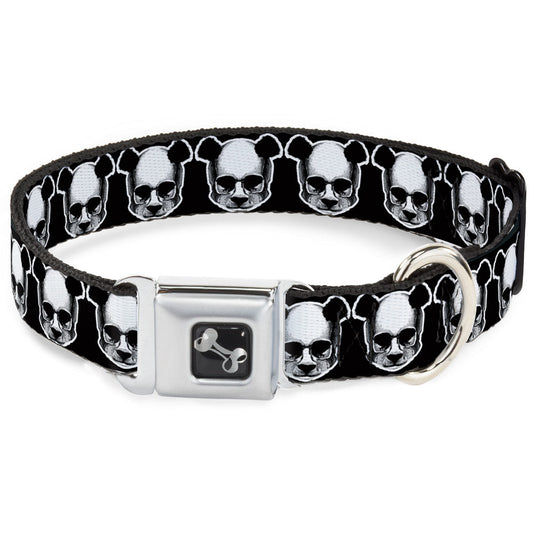 Dog Bone Seatbelt Buckle Collar - Panda Skulls