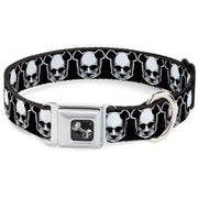 Dog Bone Seatbelt Buckle Collar - Panda Skulls