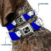 Dog Bone Seatbelt Buckle Collar - Polar Bear w/Mustache Royal