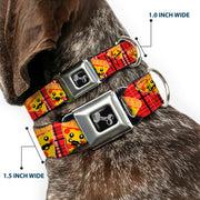 Dog Bone Seatbelt Buckle Collar - Pizza Man Plaid Red