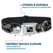 Dog Bone Seatbelt Buckle Collar - Paisley2 Black/White