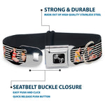 Dog Bone Seatbelt Buckle Collar - Pin Up Girl Poses Stripe Black/White