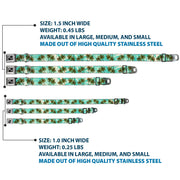 Dog Bone Black/Silver Seatbelt Buckle Collar - Palm Trees Swaying Tan/Teal