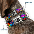 Load image into Gallery viewer, Dog Bone Seatbelt Buckle Collar - Pets & Snacks Rainbow Collage

