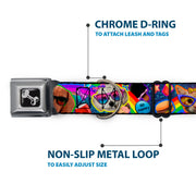 Dog Bone Seatbelt Buckle Collar - Pets & Snacks Rainbow Collage