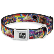 Dog Bone Seatbelt Buckle Collar - Pets & Snacks Rainbow Collage
