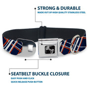 Dog Bone Seatbelt Buckle Collar - Plaid X2 Navy/White/Orange