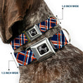 Load image into Gallery viewer, Dog Bone Seatbelt Buckle Collar - Plaid X3 Navy/Orange/White
