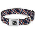 Load image into Gallery viewer, Dog Bone Seatbelt Buckle Collar - Plaid X3 Navy/Orange/White
