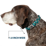 Dog Bone Seatbelt Buckle Collar - Multi Panda w/Sunglasses Stripe Turquoise/Black