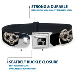 Dog Bone Seatbelt Buckle Collar - Panda Bear Sugar Skull Black/White