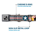 Load image into Gallery viewer, Dog Bone Seatbelt Buckle Collar - Pin Up Girl Poses Star & Stripes Gray/Blue/White/Red
