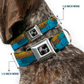 Load image into Gallery viewer, Dog Bone Seatbelt Buckle Collar - Palm Trees & Gulls Leopard Brown/Blue
