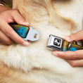 Load image into Gallery viewer, Dog Bone Seatbelt Buckle Collar - Palm Trees & Gulls Leopard Brown/Blue
