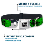 Dog Bone Seatbelt Buckle Collar - Palm Trees Greens/Black