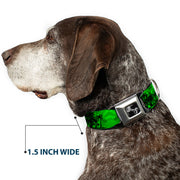 Dog Bone Seatbelt Buckle Collar - Palm Trees Greens/Black