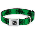 Load image into Gallery viewer, Dog Bone Seatbelt Buckle Collar - Palm Trees Greens/Black
