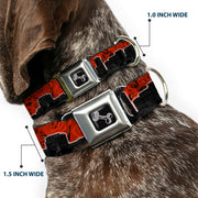 Dog Bone Seatbelt Buckle Collar - Portland Vivid Skyline Red Roses/Black