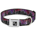 Load image into Gallery viewer, Dog Bone Seatbelt Buckle Collar - Portland Vivid Skyline Cosmic Roses
