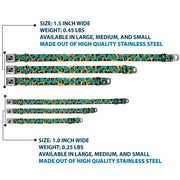 Dog Bone Seatbelt Buckle Collar - Palm Tree Silhouette Leopard Brown/Turquoise