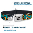 Load image into Gallery viewer, Dog Bone Seatbelt Buckle Collar - Palm Tree Silhouette Leopard Brown/Turquoise
