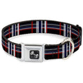 Load image into Gallery viewer, Dog Bone Seatbelt Buckle Collar - Plaid Black/Red/White/Blue
