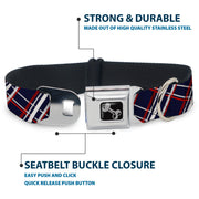 Dog Bone Seatbelt Buckle Collar - Plaid X Blue/White/Red