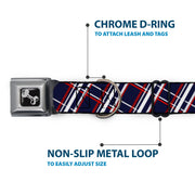 Dog Bone Seatbelt Buckle Collar - Plaid X Blue/White/Red