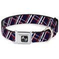Load image into Gallery viewer, Dog Bone Seatbelt Buckle Collar - Plaid X Blue/White/Red
