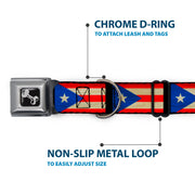 Dog Bone Seatbelt Buckle Collar - Puerto Rico Flag Weathered