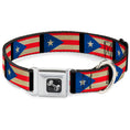 Load image into Gallery viewer, Dog Bone Seatbelt Buckle Collar - Puerto Rico Flag Weathered

